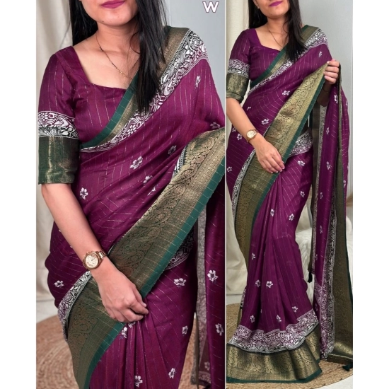 Generic Women's Cotton Silk Printed Saree With Unstitched Blouse 5.5Mtr (Wine) Generic Women's Cotton Silk Printed Saree With Unstitched Blouse 5.5Mtr (Wine)