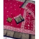 Generic Women's Cotton Silk Printed Saree With Unstitched Blouse 5.5Mtr (Pink)