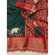 Generic Women's Dola Silk Printed Saree With Unstitched Blouse 5.5Mtr (Green)