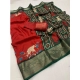 Generic Women's Dola Silk Printed Saree With Unstitched Blouse 5.5Mtr (Red)