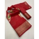 Generic Women's Dola Silk Printed Saree With Unstitched Blouse 5.5Mtr (Red)