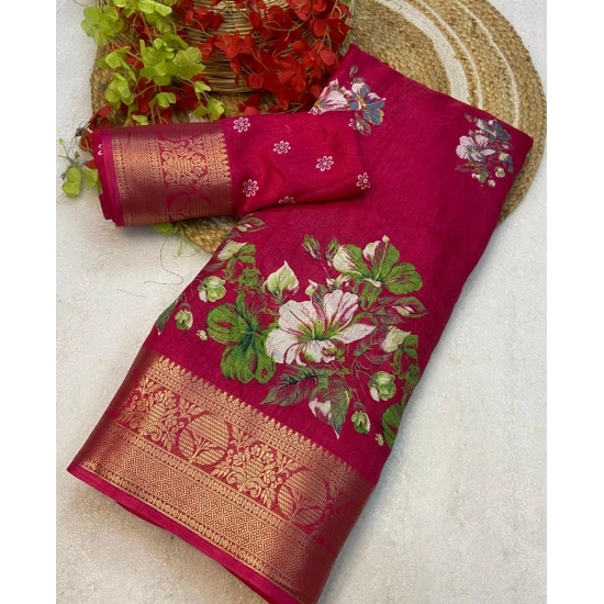 Generic Women's Jacquard Printed Saree With Unstitched Blouse 5.5Mtr (Pink) Generic Women's Jacquard Printed Saree With Unstitched Blouse 5.5Mtr (Pink)