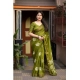 Generic Women's Cotton Crape Printed Saree With Unstitched Blouse 5.5Mtr (Green)
