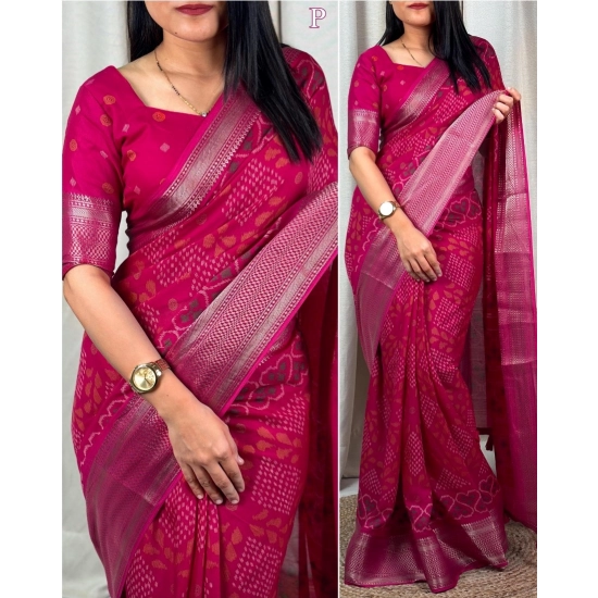 Generic Women's Dola Silk Printed Saree With Unstitched Blouse 5.5Mtr (Pink) Generic Women's Dola Silk Printed Saree With Unstitched Blouse 5.5Mtr (Pink)