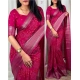Generic Women's Dola Silk Printed Saree With Unstitched Blouse 5.5Mtr (Pink)