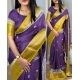 Generic Women's Cotton Silk Printed Saree With Unstitched Blouse 5.5Mtr (Purple)