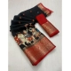 Generic Women's Dola Silk Printed Saree With Unstitched Blouse 5.5Mtr (Black)