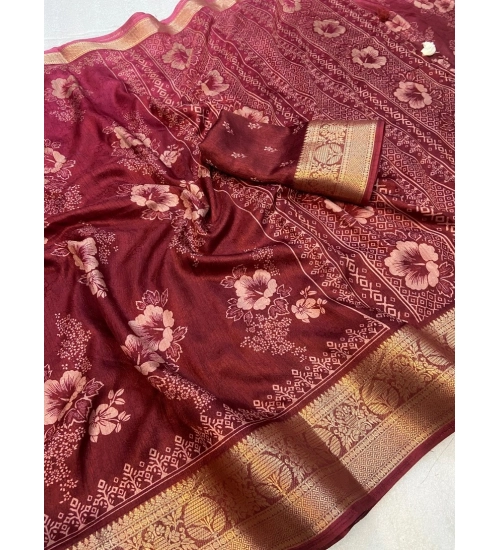 Generic Women's Jacquard Printed Saree With Unstitched Blouse 5.5Mtr (Maroon) Generic Women's Jacquard Printed Saree With Unstitched Blouse 5.5Mtr (Maroon)