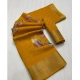 Generic Women's Dola Silk Printed Saree With Unstitched Blouse 5.5Mtr (Yellow)