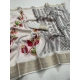 Generic Women's Dola Silk Printed Saree With Unstitched Blouse 5.5Mtr (White)