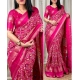Generic Women's Denting Cotton Printed Saree With Unstitched Blouse 5.5Mtr (Pink)