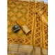 Generic Women's Dola Silk Printed Saree With Unstitched Blouse 5.5Mtr (Yellow)