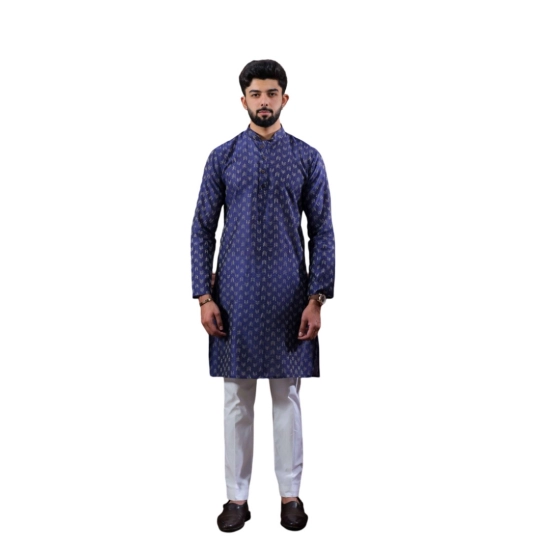 Generic Men's Casual Cotton Printed Full Sleeve Kurta Pyjama Set (Navy Blue) Generic Men's Casual Cotton Printed Full Sleeve Kurta Pyjama Set (Navy Blue)
