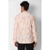 Generic Men's Cotton Rayon Digital Printed Mandarin Collar Short Kurta (Peach)