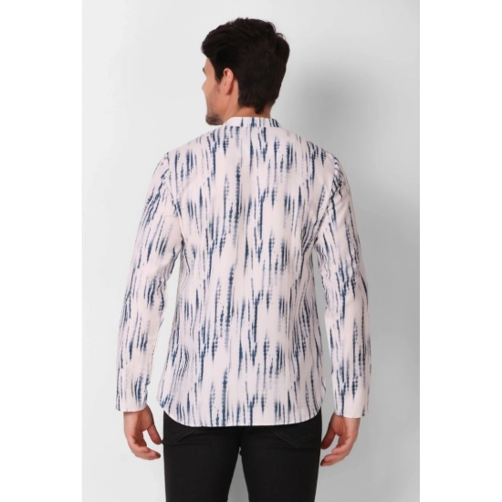 Generic Men's Cotton Rayon Digital Printed Mandarin Collar Short Kurta (Blue)