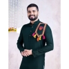 Generic Men's Rayon Mirror Embroidery Mandarin Collar Kurta (Green)