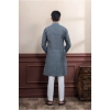 Generic Men's Casual Cotton Printed Full Sleeve Kurta Pyjama Set (Grey)