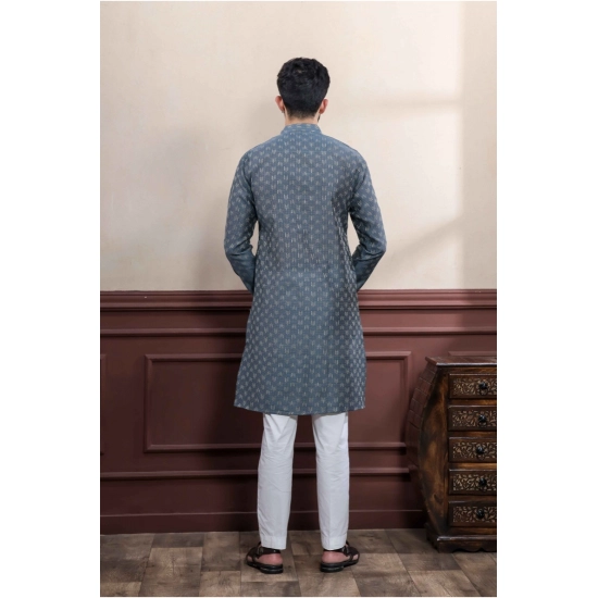 Generic Men's Casual Cotton Printed Full Sleeve Kurta Pyjama Set (Grey) Generic Men's Casual Cotton Printed Full Sleeve Kurta Pyjama Set (Grey)