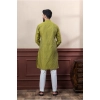 Generic Men's Casual Cotton Printed Full Sleeve Kurta Pyjama Set (Mahendi)