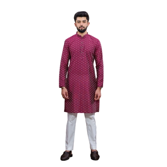 Generic Men's Casual Cotton Printed Full Sleeve Kurta Pyjama Set (Purple) Generic Men's Casual Cotton Printed Full Sleeve Kurta Pyjama Set (Purple)
