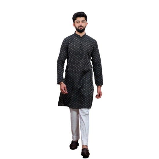 Generic Men's Casual Cotton Printed Full Sleeve Kurta Pyjama Set (Black) Generic Men's Casual Cotton Printed Full Sleeve Kurta Pyjama Set (Black)