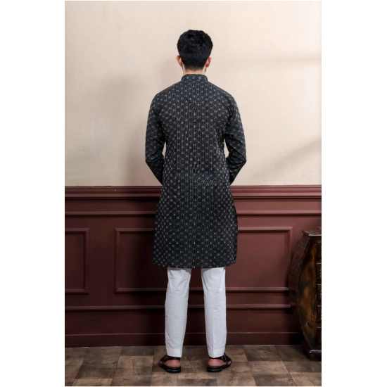 Generic Men's Casual Cotton Printed Full Sleeve Kurta Pyjama Set (Black) Generic Men's Casual Cotton Printed Full Sleeve Kurta Pyjama Set (Black)
