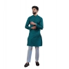 Generic Men's Casual Cotton Printed Full Sleeve Kurta Pyjama Set (Teal)
