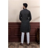Generic Men's Casual Cotton Printed Full Sleeve Kurta Pyjama Set (Black)