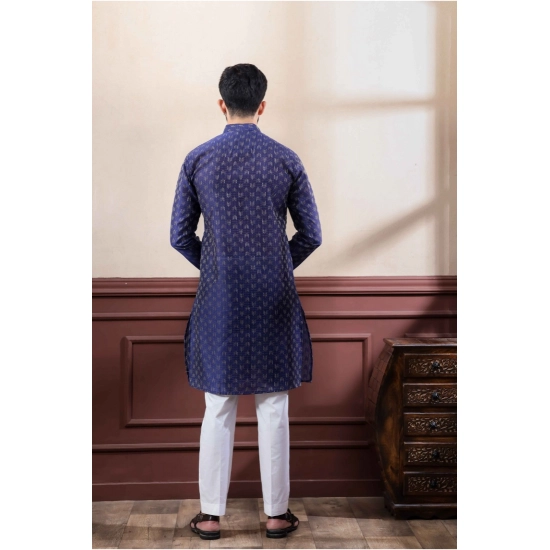 Generic Men's Casual Cotton Printed Full Sleeve Kurta Pyjama Set (Navy Blue) Generic Men's Casual Cotton Printed Full Sleeve Kurta Pyjama Set (Navy Blue)