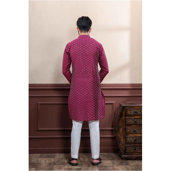 Generic Men's Casual Cotton Printed Full Sleeve Kurta Pyjama Set (Purple) Generic Men's Casual Cotton Printed Full Sleeve Kurta Pyjama Set (Purple)
