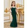 Generic Girl's Rayon Solid Off Sholder Western Dress (Green)