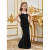 Generic Girl's Rayon Solid Off Sholder Western Dress (Black)