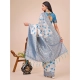 Generic Women's Linen Cotton Printed Saree With Unstitched Blouse 5.5Mtr (Sky Blue) Generic Women's Linen Cotton Printed Saree With Unstitched Blouse 5.5Mtr (Sky Blue)
