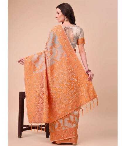 Generic Women's Cotton Printed Saree With Unstitched Blouse 5.5Mtr (Orange) Generic Women's Cotton Printed Saree With Unstitched Blouse 5.5Mtr (Orange)