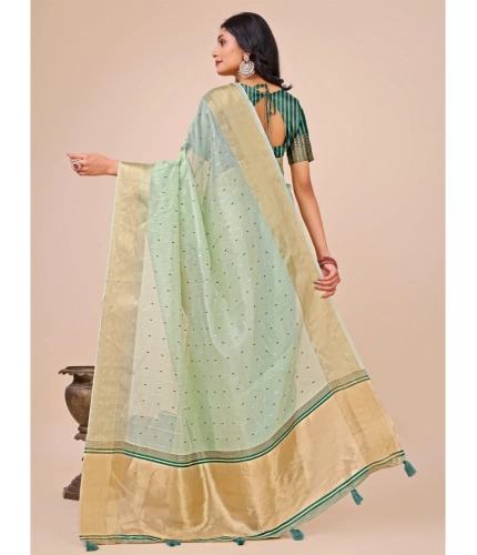 Generic Women's Organza Printed Saree With Unstitched Blouse 5.5Mtr (Olive Green) Generic Women's Organza Printed Saree With Unstitched Blouse 5.5Mtr (Olive Green)