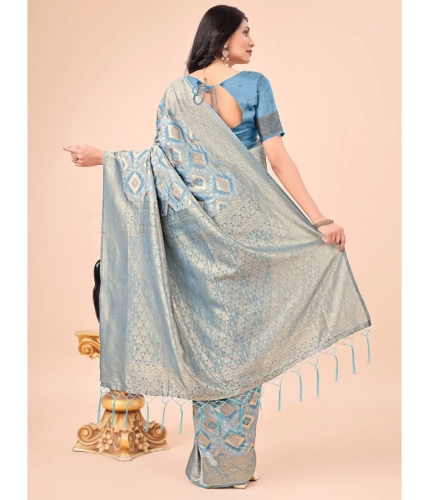 Generic Women's Cotton Printed Saree With Unstitched Blouse 5.5Mtr (Sky Blue) Generic Women's Cotton Printed Saree With Unstitched Blouse 5.5Mtr (Sky Blue)