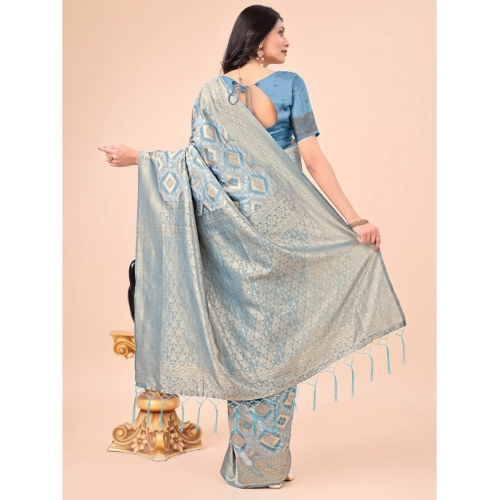 Women's Cotton Printed Saree With Unstitched Blouse 5.5Mtr (Sky Blue) Women's Cotton Printed Saree With Unstitched Blouse 5.5Mtr (Sky Blue)