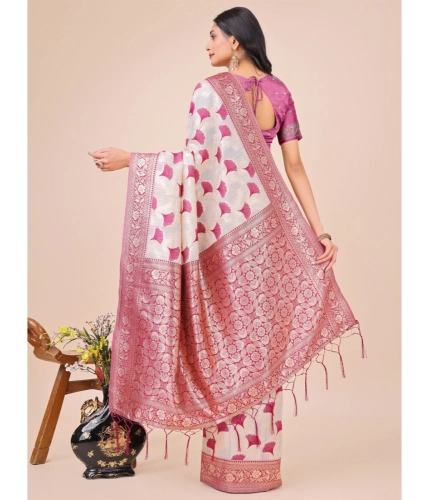 Generic Women's Linen Cotton Printed Saree With Unstitched Blouse 5.5Mtr (Magenta) Generic Women's Linen Cotton Printed Saree With Unstitched Blouse 5.5Mtr (Magenta)