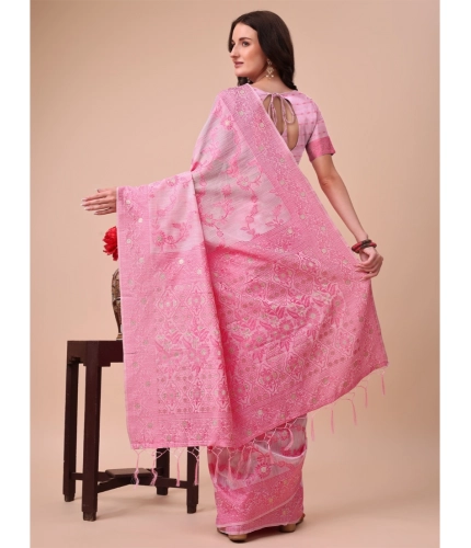 Generic Women's Cotton Printed Saree With Unstitched Blouse 5.5Mtr (Pink) Generic Women's Cotton Printed Saree With Unstitched Blouse 5.5Mtr (Pink)