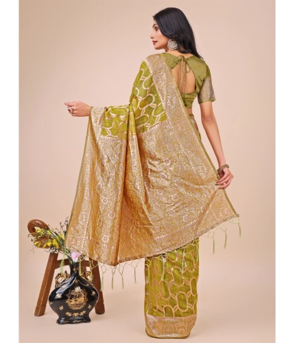 Generic Women's Linen Cotton Printed Saree With Unstitched Blouse 5.5Mtr (Olive Green) Generic Women's Linen Cotton Printed Saree With Unstitched Blouse 5.5Mtr (Olive Green)