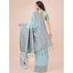 Generic Women's Lichi Silk Printed Saree With Unstitched Blouse 5.5Mtr (Teal)