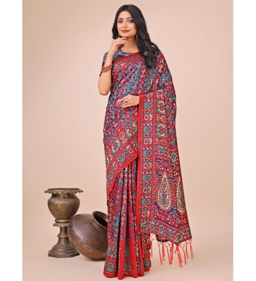Generic Women's Cotton Printed Saree With Unstitched Blouse 5.5Mtr (Pink)