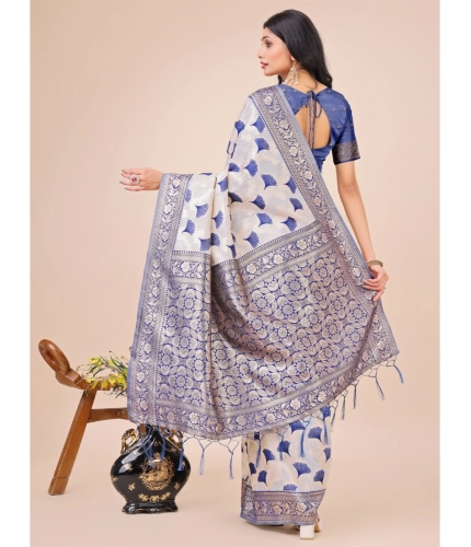 Generic Women's Linen Cotton Printed Saree With Unstitched Blouse 5.5Mtr (Blue) Generic Women's Linen Cotton Printed Saree With Unstitched Blouse 5.5Mtr (Blue)