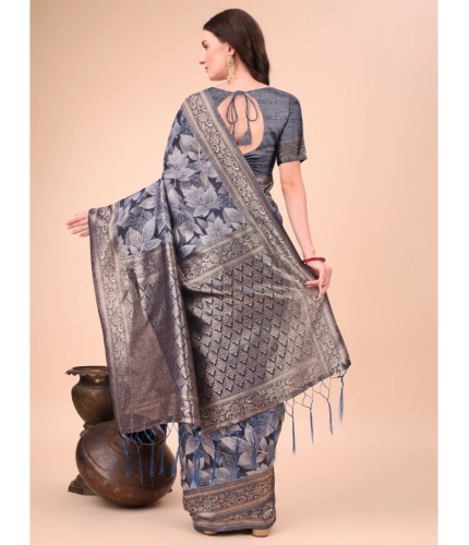 Generic Women's Cotton Printed Saree With Unstitched Blouse 5.5Mtr (Navy Blue) Generic Women's Cotton Printed Saree With Unstitched Blouse 5.5Mtr (Navy Blue)