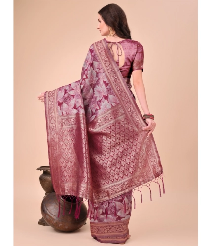 Generic Women's Cotton Printed Saree With Unstitched Blouse 5.5Mtr (Magenta) Generic Women's Cotton Printed Saree With Unstitched Blouse 5.5Mtr (Magenta)