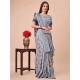 Generic Women's Cotton Printed Saree With Unstitched Blouse 5.5Mtr (Grey)