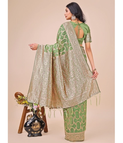 Generic Women's Linen Cotton Printed Saree With Unstitched Blouse 5.5Mtr (Green) Generic Women's Linen Cotton Printed Saree With Unstitched Blouse 5.5Mtr (Green)