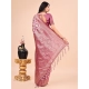 Generic Women's Cotton Printed Saree With Unstitched Blouse 5.5Mtr (Pink)