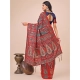 Generic Women's Cotton Printed Saree With Unstitched Blouse 5.5Mtr (Pink)