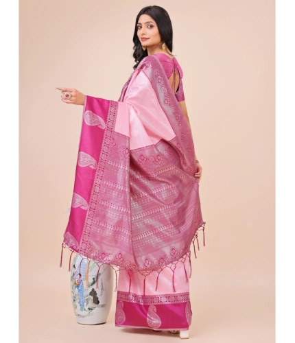 Generic Women's Lichi Silk Printed Saree With Unstitched Blouse 5.5Mtr (Light Pink) Generic Women's Lichi Silk Printed Saree With Unstitched Blouse 5.5Mtr (Light Pink)